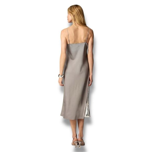 J Crew Womens Gwyneth Slip Dress Sz 00 Vintage Dove Gray Luster Charmeuse Midi - Picture 5 of 6